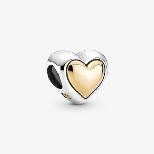 💜 Gold Plated Sterling Silver Domed Golden Heart Charm